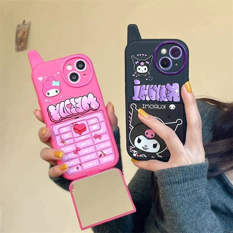 My Melody/ Kuromi Flipping Mirror Phone Case In Kawaii Shop My Melody/ Kuromi Flipping Mirror Phone Case In Kawaii Shop