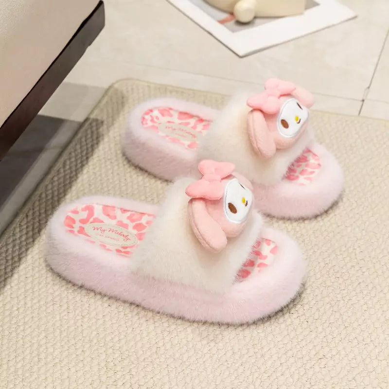 Sanrio Leopard Plush Fluffy Slides