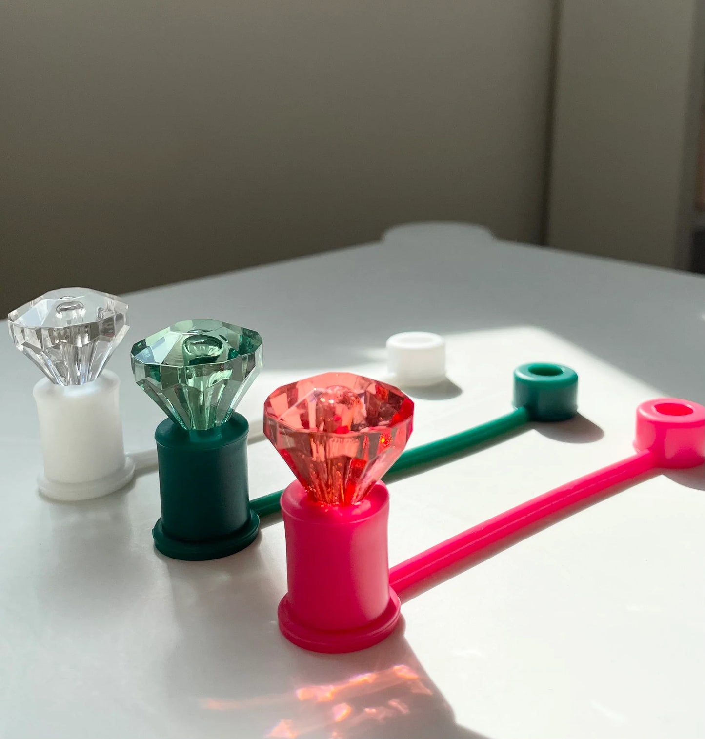 Festive Tri-Color Diamond Straw Toppers (3-Pack)