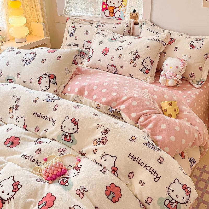 Hello Kitty Thick Coral Fleece Bedding Set - In Kawaii Shop <span style="background-color:rgb(246,247,248);color:rgb(28,30,33);"> Hello Kitty Thick Coral Fleece Bedding Set , Bed Sheets , In Kawaii Shop , sanrio , www.inkawaiishop.com </span>