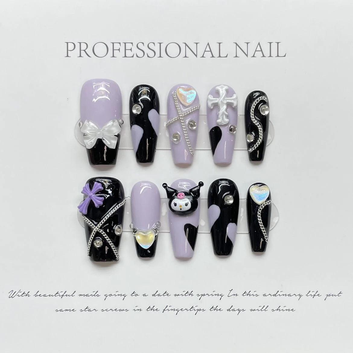 Kuromi Press-On Nail Set - In Kawaii Shop <span style="background-color:rgb(246,247,248);color:rgb(28,30,33);"> Kuromi Press-On Nail Set , Nail Set , In Kawaii Shop , sanrio, Y2K Style , www.inkawaiishop.com </span>