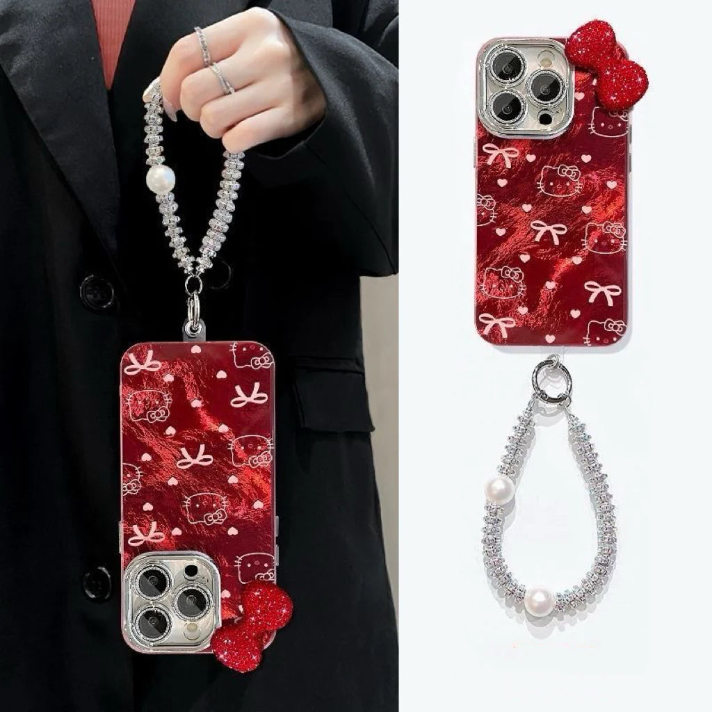 Hello Kitty Scarlet Dream Ribbon Hearts Case with Bracelet