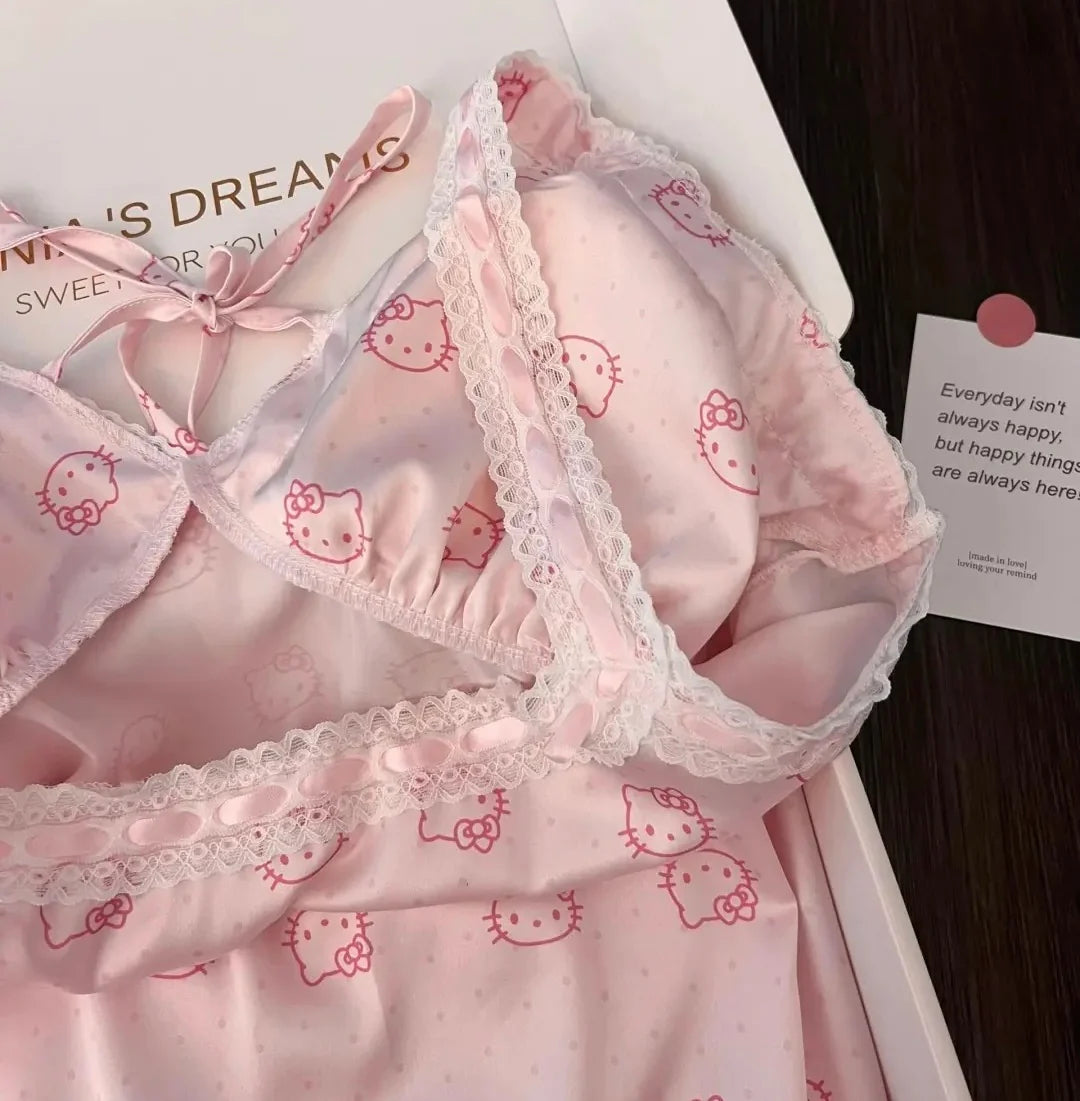 HelloKitty Pink Lace Silken Whisper Camisole Dress
