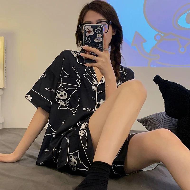 Kuromi Black Silky Pajamas Set (2 PCs) - In Kawaii Shop <span style="background-color:rgb(246,247,248);color:rgb(28,30,33);"> Kuromi Black Silky Pajamas Set (2 PCs) , Pajamas , In Kawaii Shop , sanrio , www.inkawaiishop.com </span>