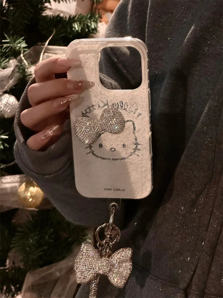 Hello Kitty Silver Rhinestone Bow Phone Case