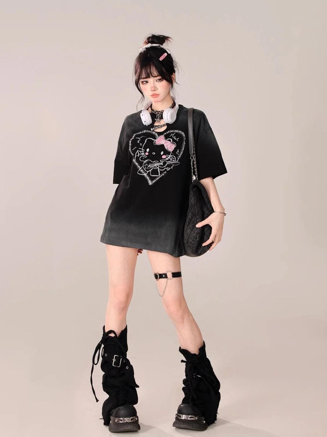 Hello Kitty Ombre Hollow Neckline Shirt - In Kawaii Shop <span style="background-color:rgb(246,247,248);color:rgb(28,30,33);"> Hello Kitty Ombre Hollow Neckline Shirt , T-SHIRT , In Kawaii Shop , sanrio , www.inkawaiishop.com </span>