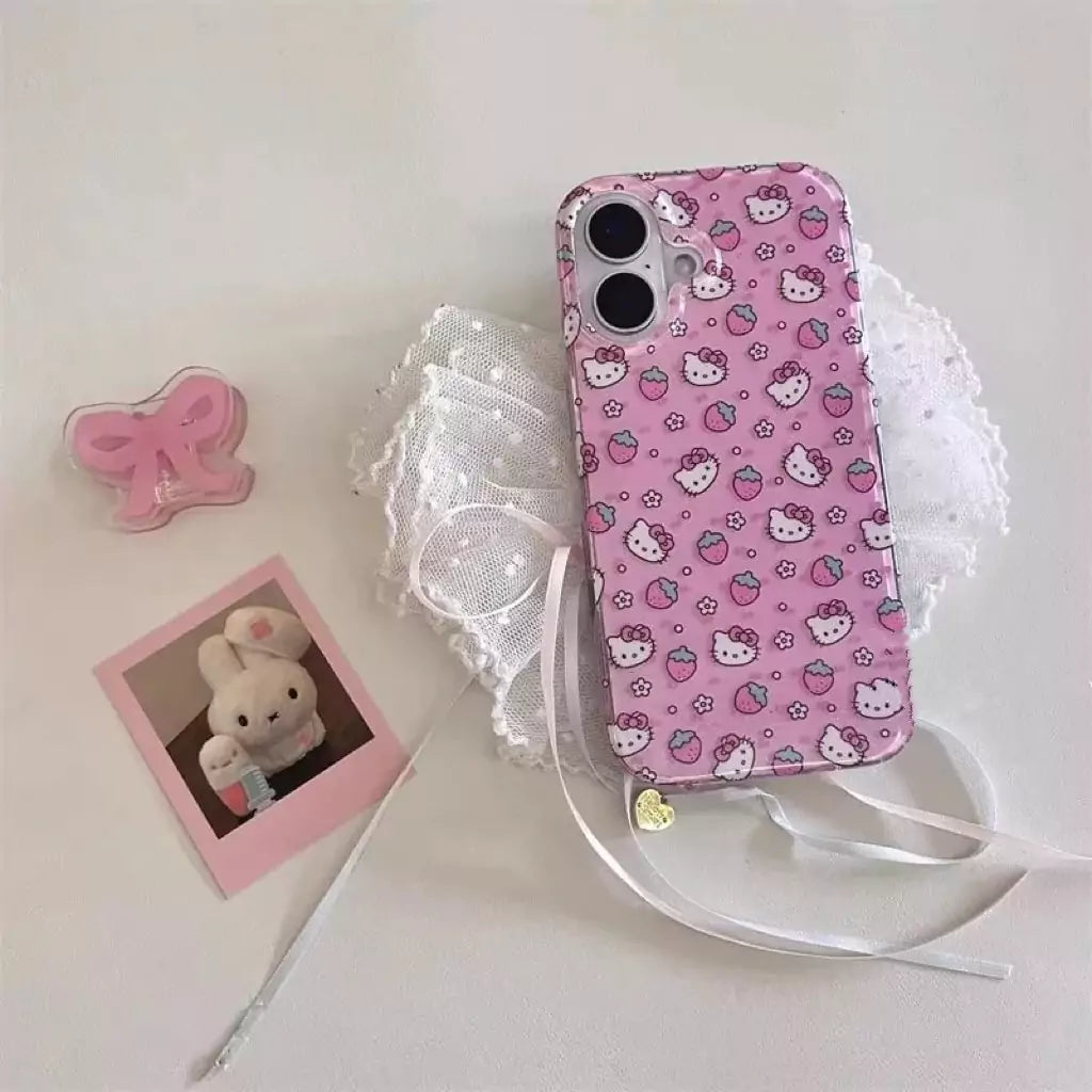 Hello Kitty’s Strawberry Dreams Phone Case with Dangling Charm