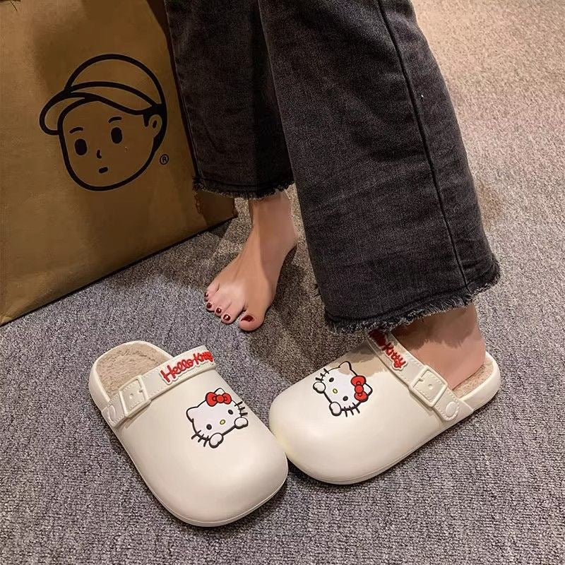 Hello Kitty Fuzzy Indoor Outdoor Slippers