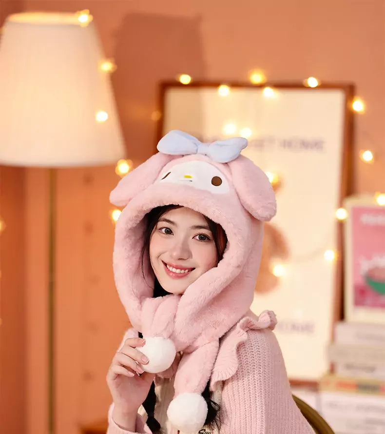 Sanrio Fluffy Winter Hat and Scarf 2 in 1