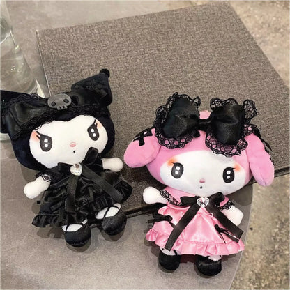 Kuromi/ My Melody Gothic Lace  Plush Keychain