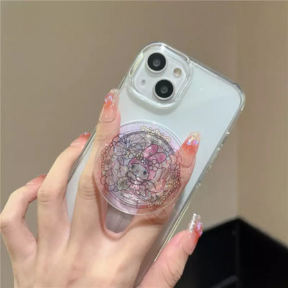 Sanrio Characters Stained Glass Pattern Glitter Magsafe PopSocket