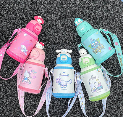 Sanrio Steel Thermos with PU Leather Cover and Strap