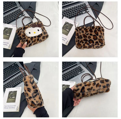 Hello Kitty 3-Way Leopard Print Plush Tote Bag