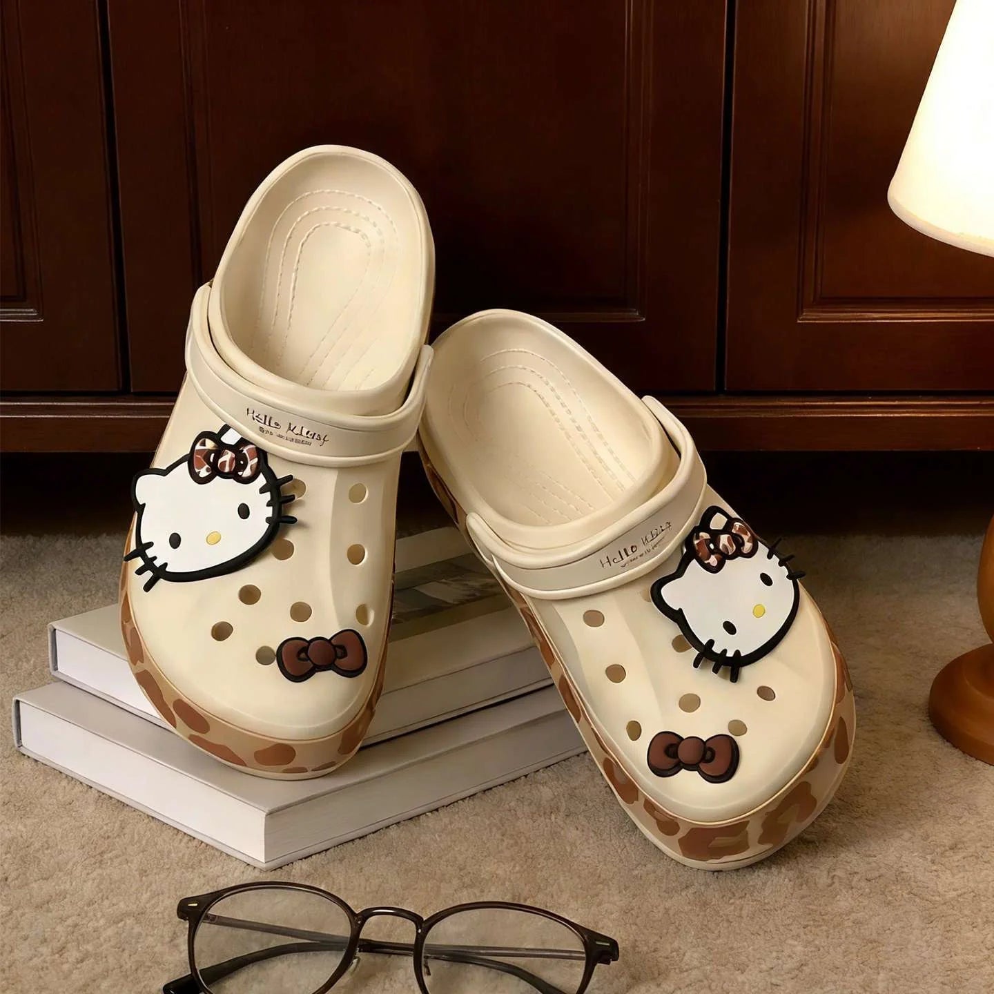Hello Kitty Leopard Print Clogs Slip on Water Casual Sandal Shoes
