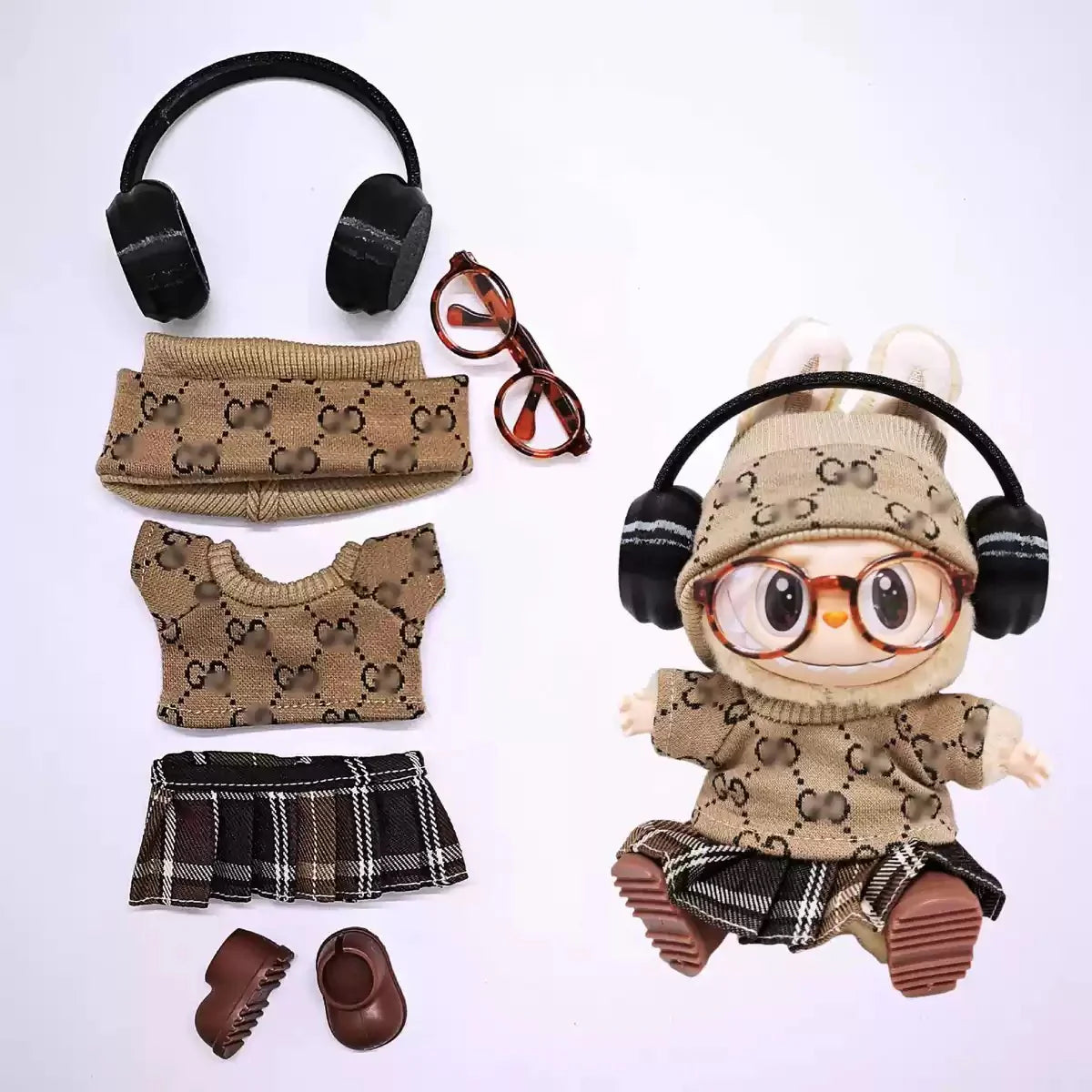 Headset Style Labubu Clothes Set
