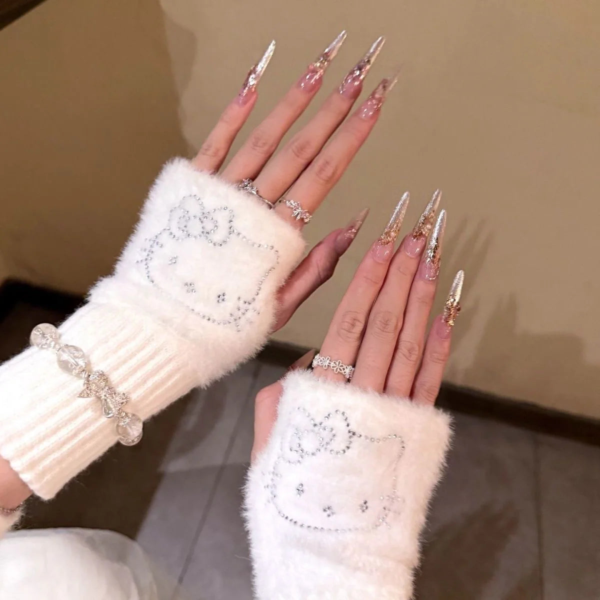 Shine Kitty Fingerless Gloves