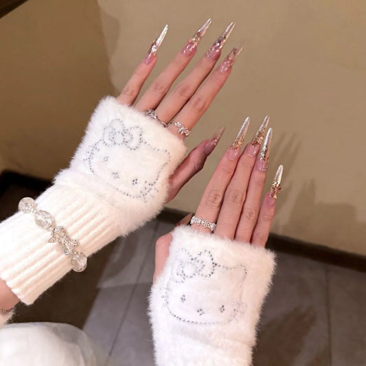 Shine Kitty Fingerless Gloves