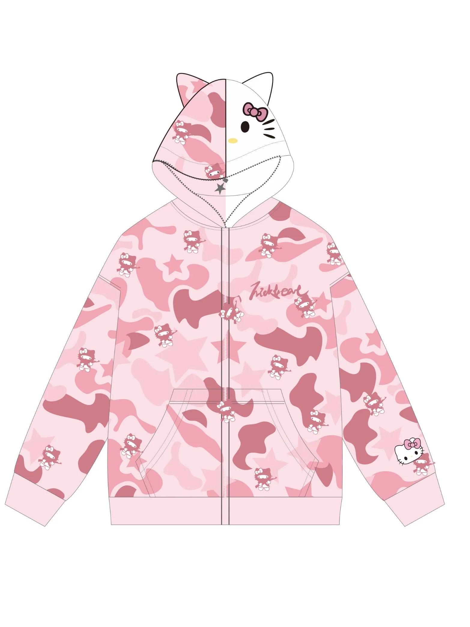 Hello Kitty Camouflage Hoodies Oversized Jacket – In Kawaii Shop Hello Kitty Camouflage Hoodies Oversized Jacket – In Kawaii Shop