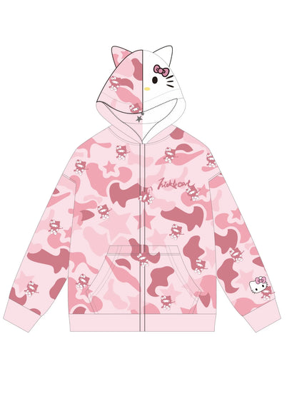 Hello Kitty Camouflage Hoodies Oversized Jacket