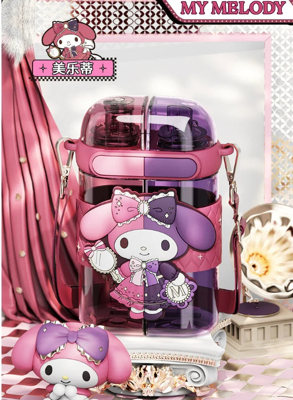 Sanrio Two-Tone Water Bottle with Dual Drinking Spouts – 640ml