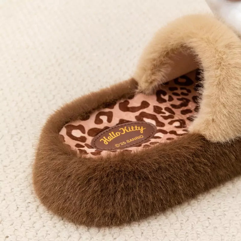Sanrio Leopard Plush Fluffy Slides