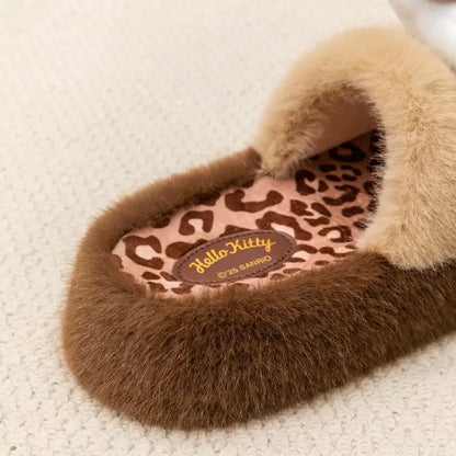 Sanrio Leopard Plush Fluffy Slides