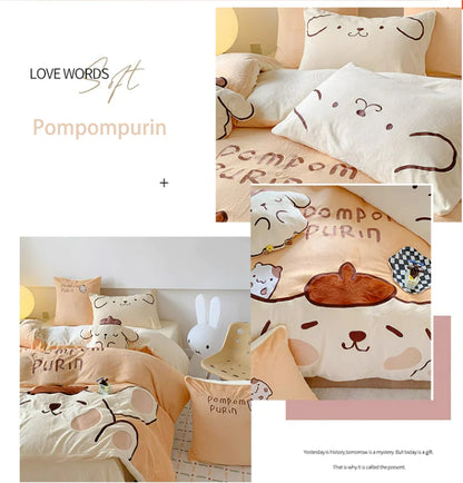 Sanrio Milk Fleece Soft Thickened Winter Warm Bedding Sheet