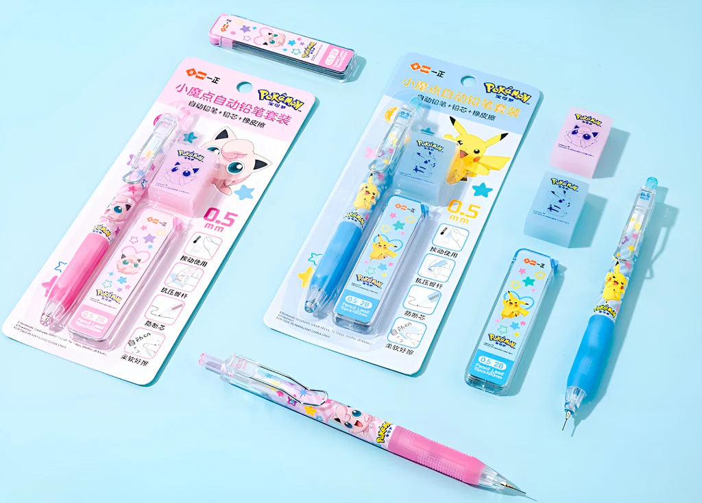 Pokemon Mechanical Pencil Set - Pencil + Refills + Eraser