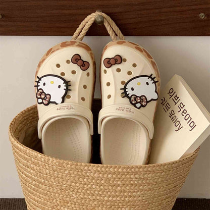 Hello Kitty Leopard Print Clogs Slip on Water Casual Sandal Shoes