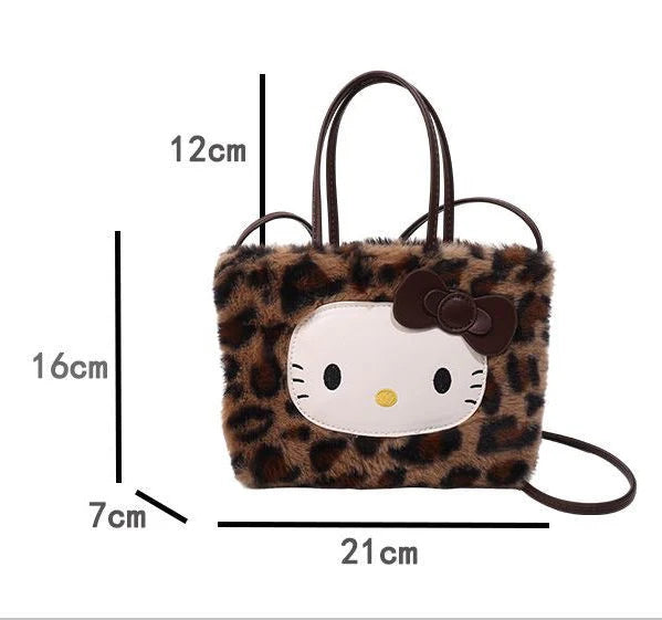 Hello Kitty 3-Way Leopard Print Plush Tote Bag