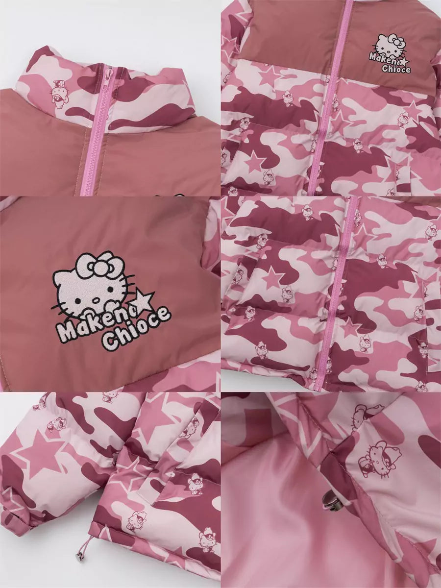 Hello Kitty Camo Baggy Puffer Jacket