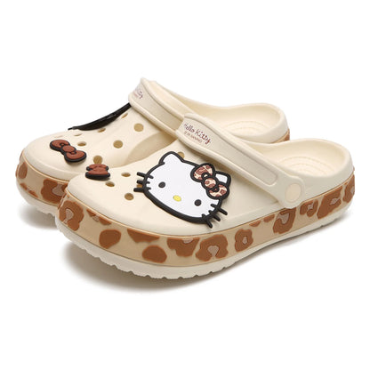 Hello Kitty Leopard Print Clogs Slip on Water Casual Sandal Shoes