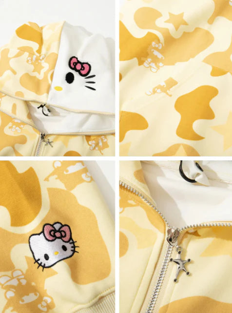 Hello Kitty Camouflage Hoodies Oversized Jacket