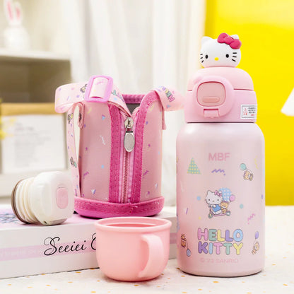 Sanrio Steel Thermos with PU Leather Cover and Strap