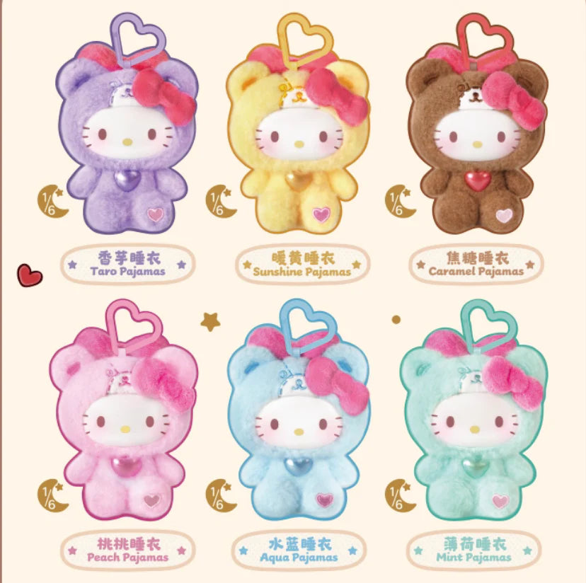 Hello Kitty Teddy Pajamas Plush Keychain