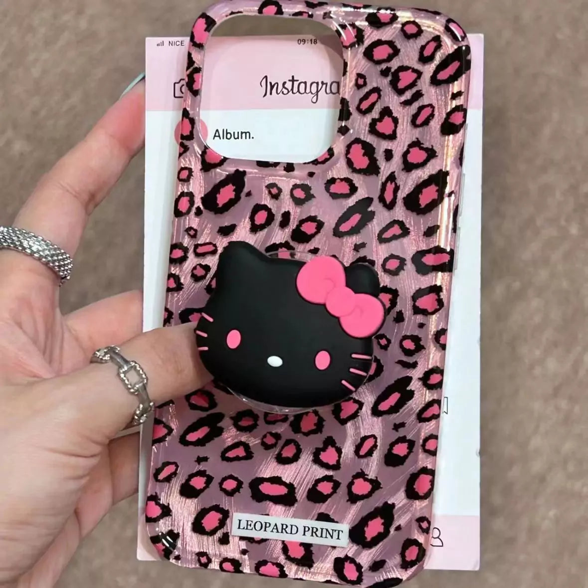 HelloKitty Leopard Phone Case and Pop Socket