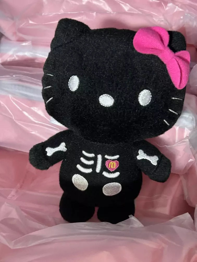 Black Kitty Skeleton Plushie KeyChain