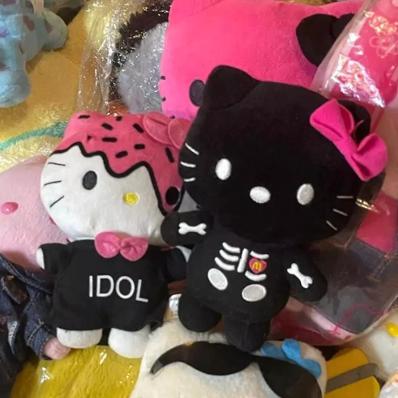 Black Kitty Skeleton Plushie KeyChain