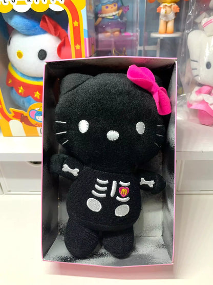 Black Kitty Skeleton Plushie KeyChain