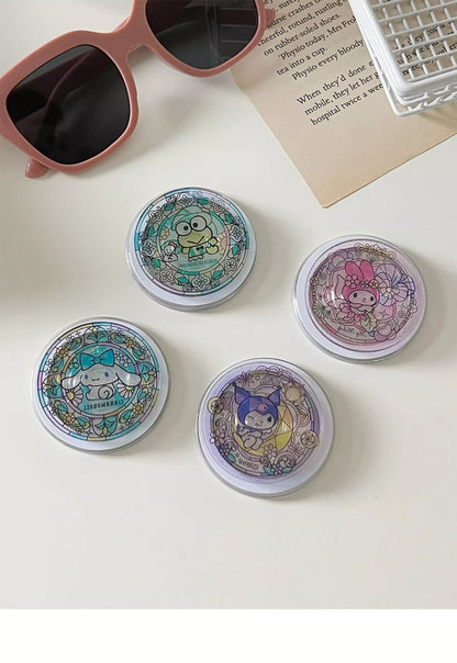 Sanrio Characters Stained Glass Pattern Glitter Magsafe PopSocket