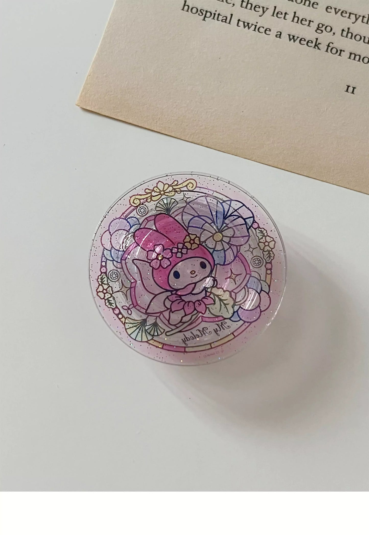 Sanrio Characters Stained Glass Pattern Glitter Magsafe PopSocket