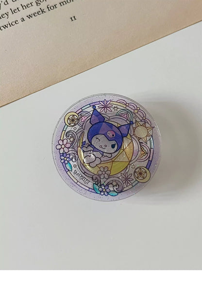 Sanrio Characters Stained Glass Pattern Glitter Magsafe PopSocket