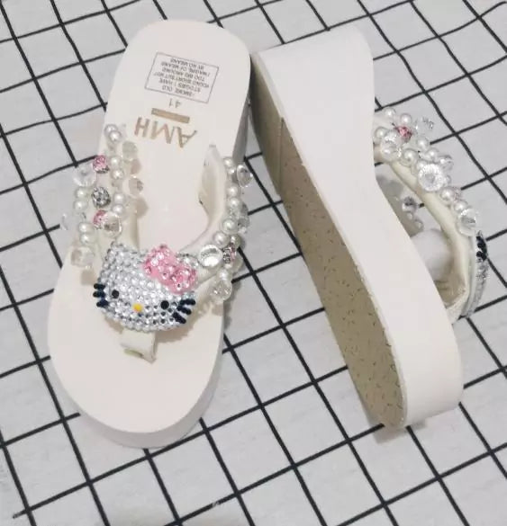 Hello Kitty Rhinestone Platform Flip Flops – In Kawaii Shop