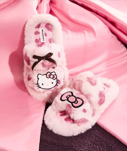 Hello Kitty Leopard Plush Slippers