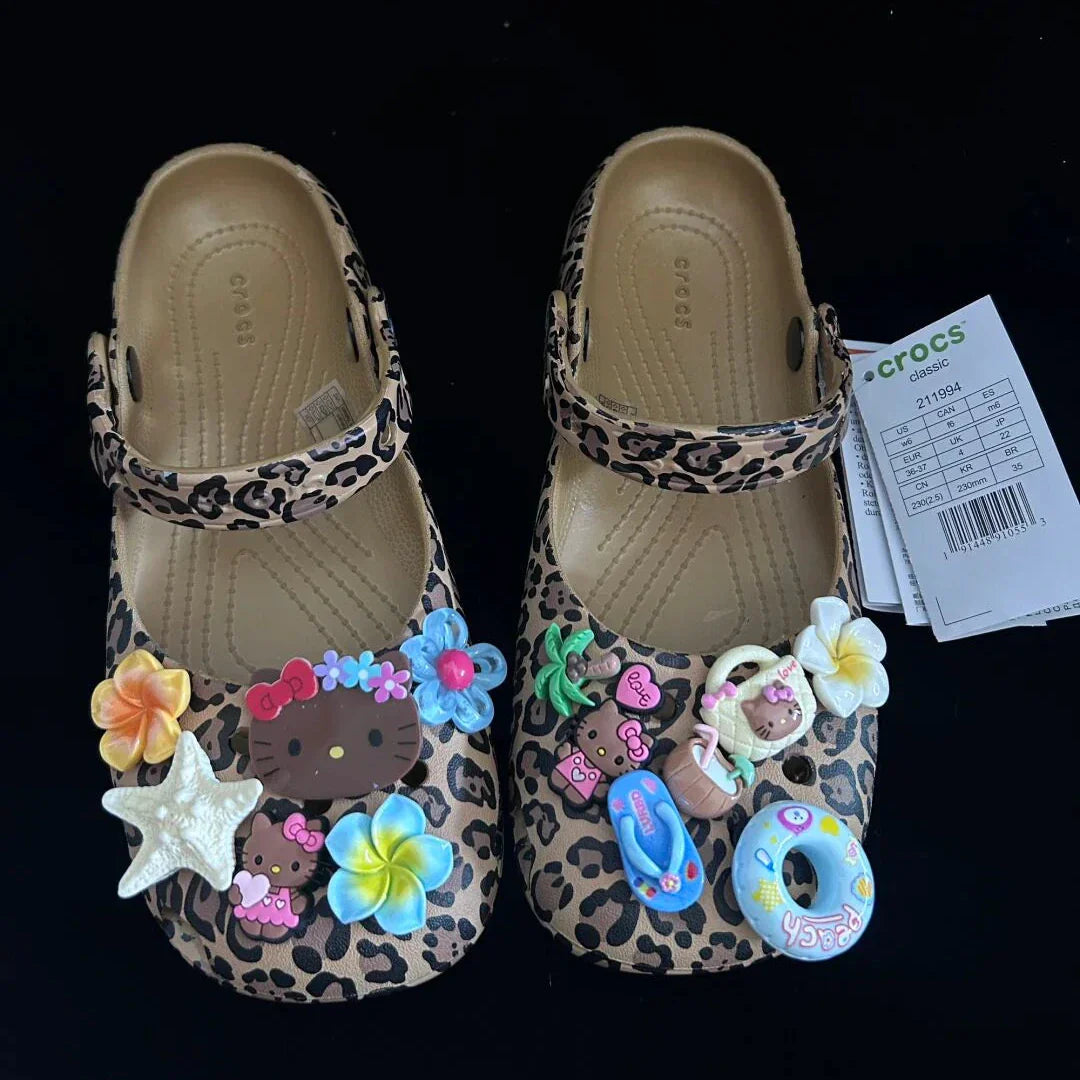 Tan Hellokitty Charms Cute Pack Pins Shoe Decoration Croc Accessories for Croc Bags Clogs Slides