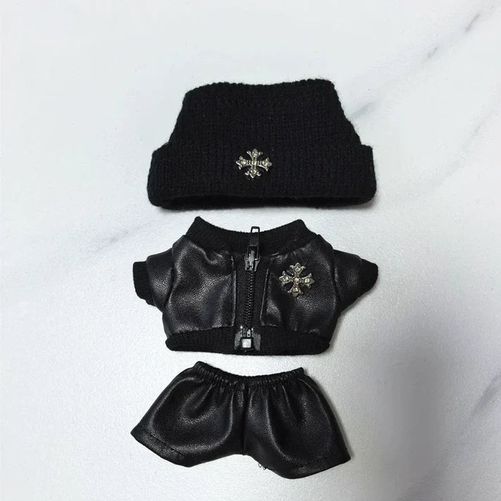 Labubu Gothic Punk Couple Outfit Set – Black Leather Style (Outfit Only)