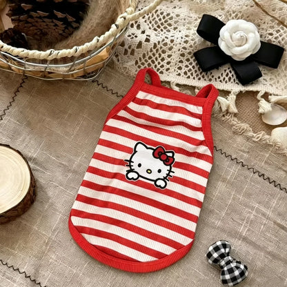 Hello Kitty Breathable Striped Pet Vest for Small Dogs & Cats