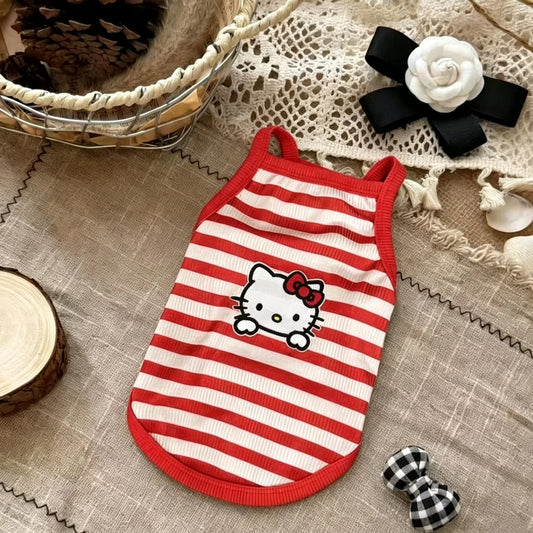 Hello Kitty Breathable Striped Pet Vest for Small Dogs & Cats