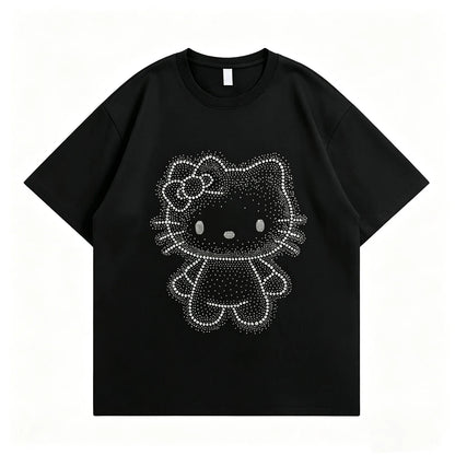 Sparkle Rhinestone Hello Kitty Oversized Cotton Tee