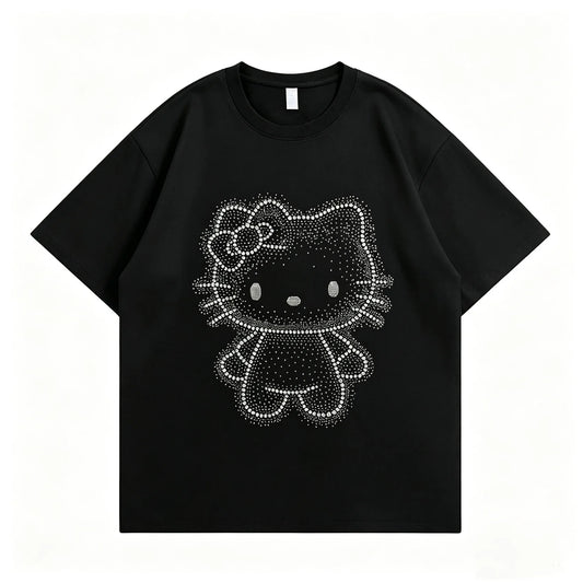 Sparkle Rhinestone Hello Kitty Oversized Cotton Tee